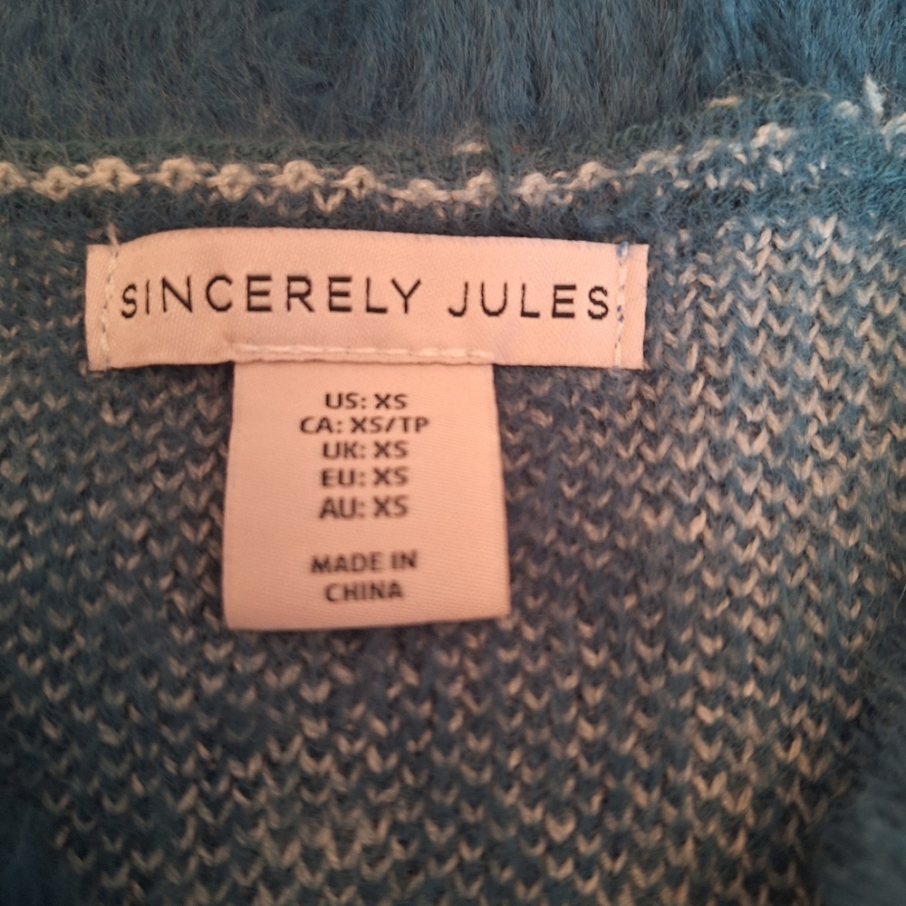 Sincerely Jules argyle preppy fuzzy sweater vest xs small med - Picture 11 of 16